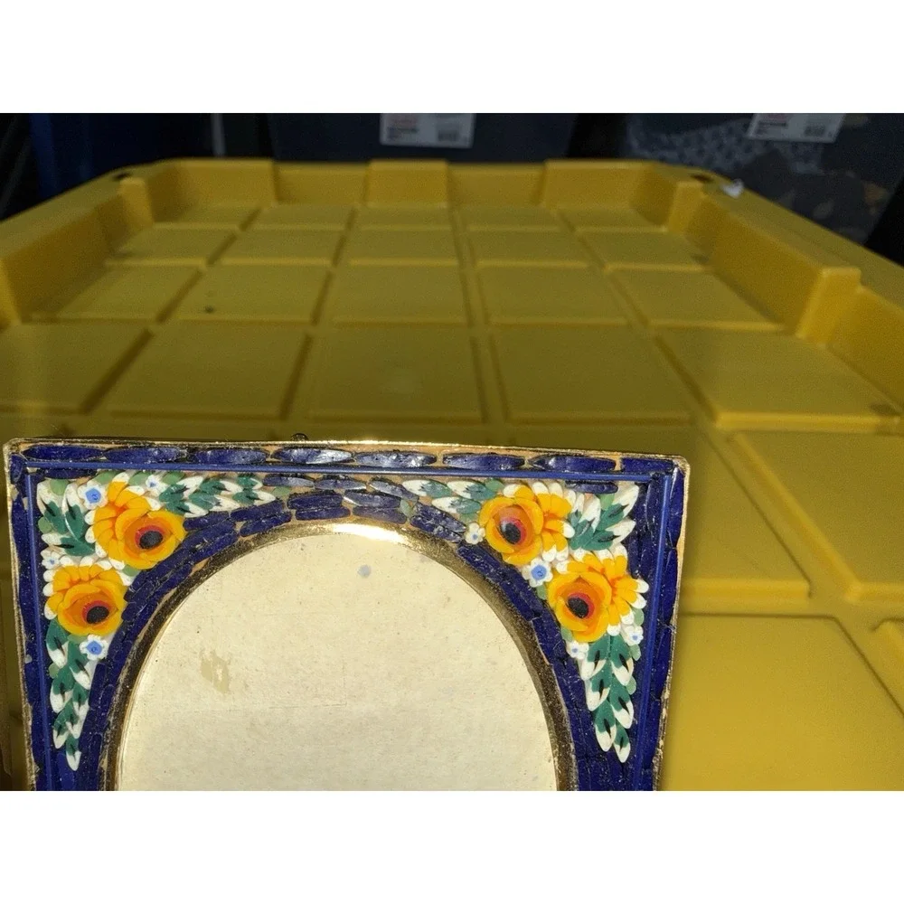 Lot Of 2 Vintage Italian‎ Micro Mosaic Millefiori Mini Floral Photo Frames